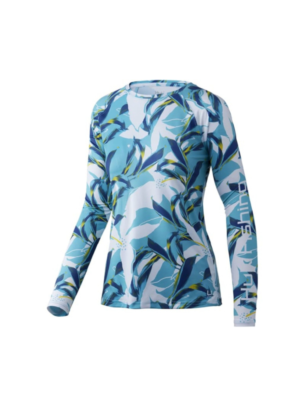 Huk Women's Tall Leaves Pursuit Blue Radiance Floral Fishing shirt size small